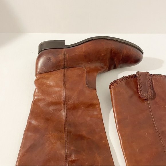 Frye Melissa Whip Tall Pull On Boots Size 9.5 Distressed Brown Leather Riding - Picture 8 of 16